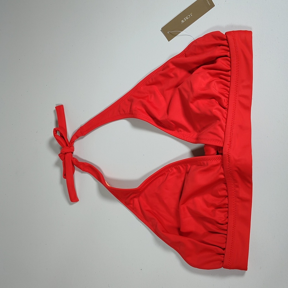NWT J. Crew DD‎ Halter Tie-Back Red Bikini Swimsuit Top M
